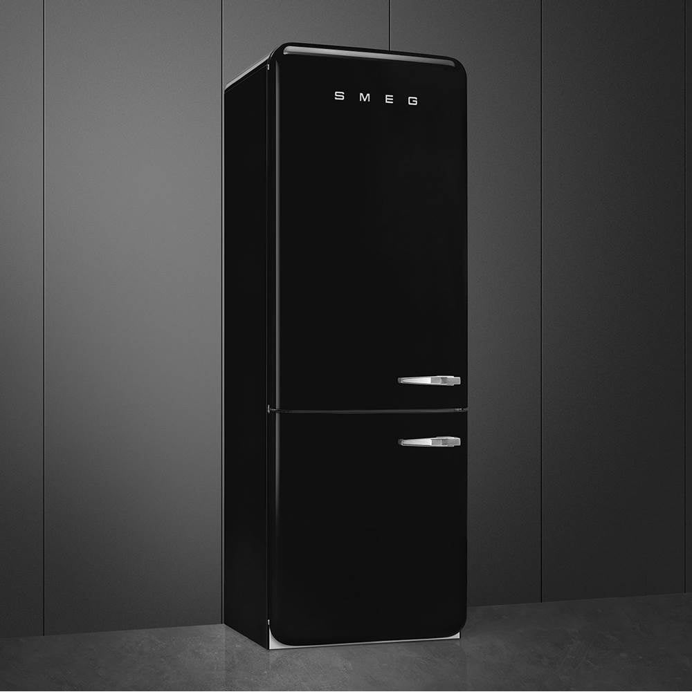 FAB38 Retro 70cm Refrig w/ Bottom Freezer. 18 cu ft. Black. Left Hinge
