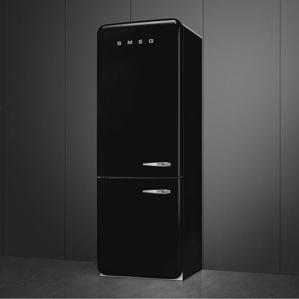 FAB38 Retro 70cm Refrig w/ Bottom Freezer. 18 cu ft. Black. Left Hinge