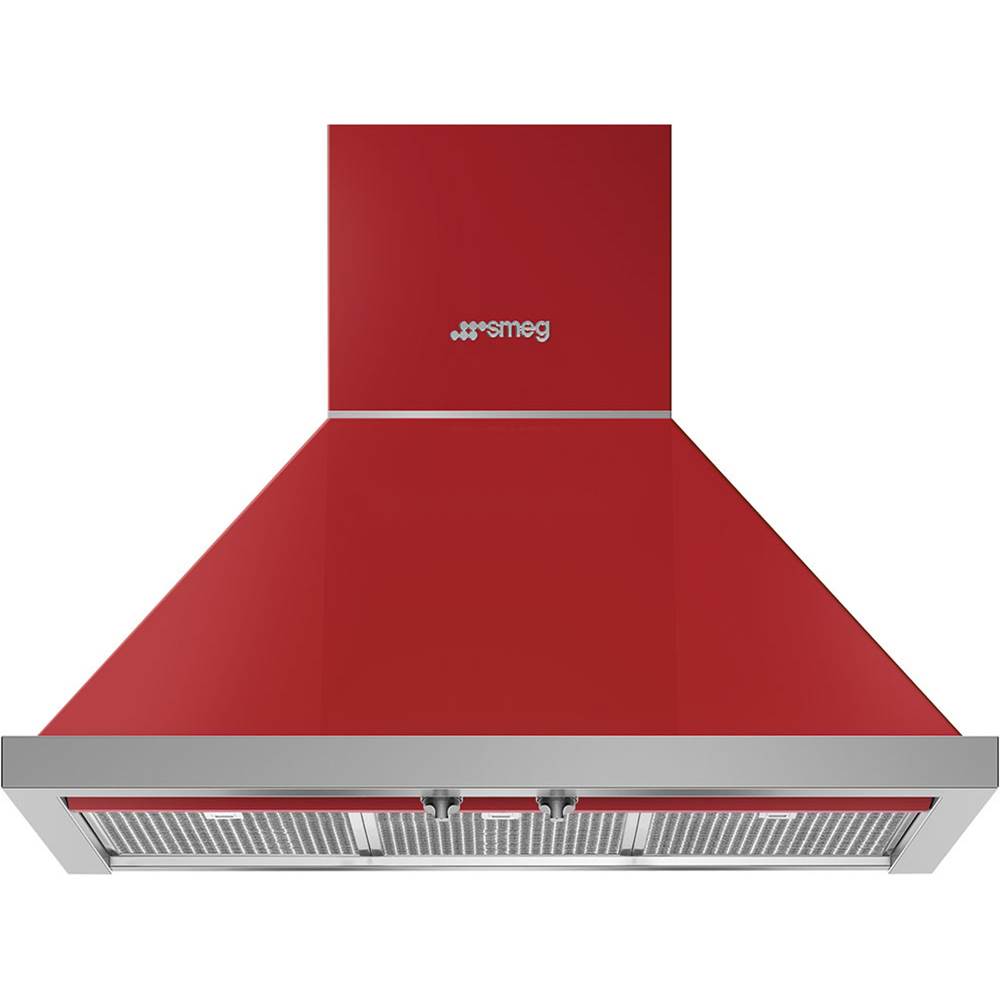 Smeg USA - Portofino Series 30'' Wall Vent Hood. 600 cfm. Vent or Recirc. Red - Red