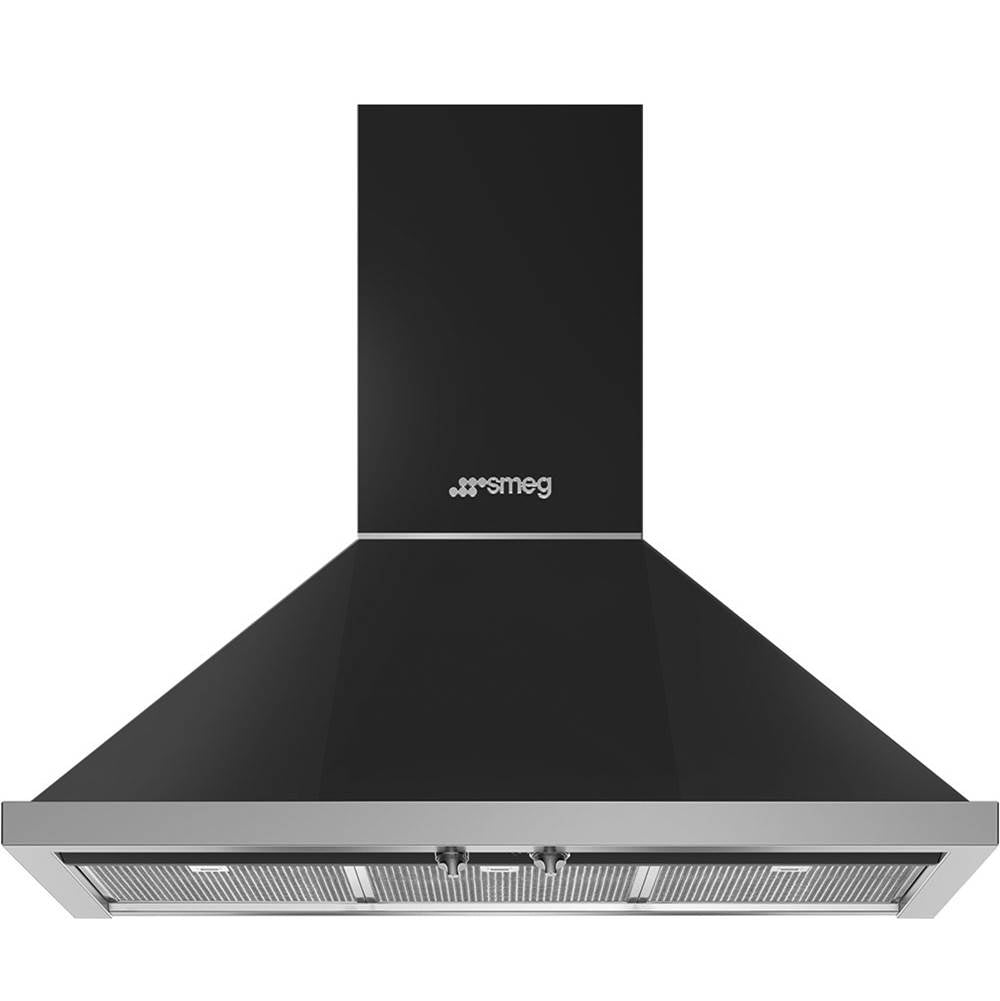 Smeg USA - Portofino Series 36'' Wall Vent Hood. 600 cfm. Vent or Recirc. Anthracite - Anthracite