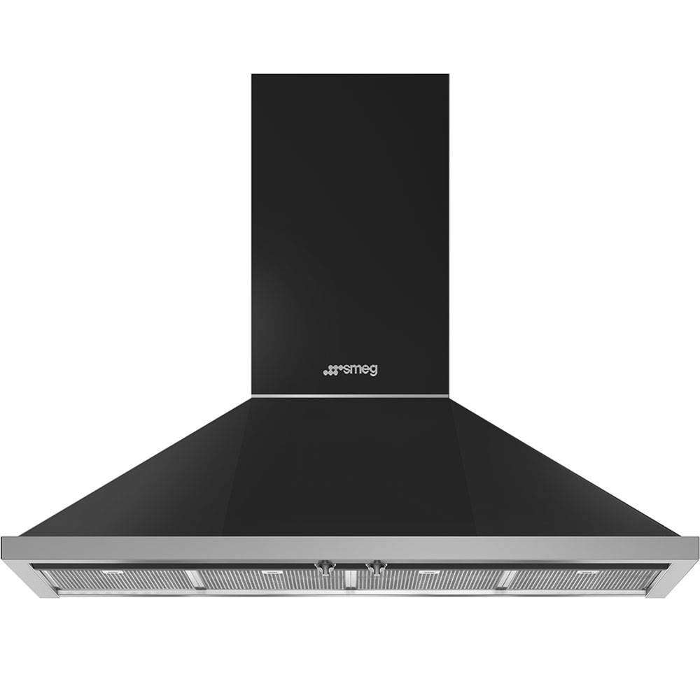 Smeg USA - Portofino Series 48'' Wall Vent Hood. 600 cfm. Vent or Recirc. Anthracite - Anthracite