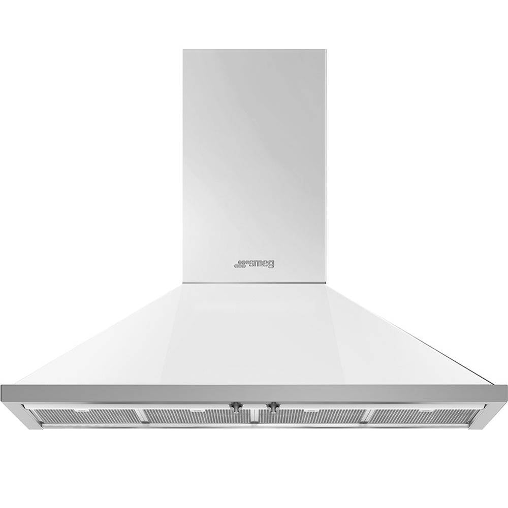 Smeg USA - Portofino Series 48'' Wall Vent Hood. 600 cfm. Vent or Recirc. White - White