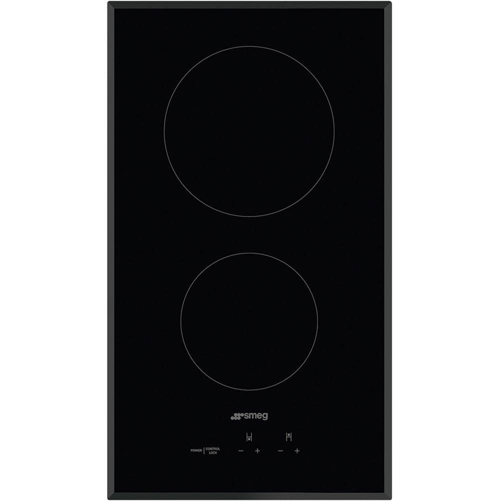 Smeg USA - 12'' Ceramic Electric Cooktop. 2 Zones. Beveled Edges. Black - Glass Black