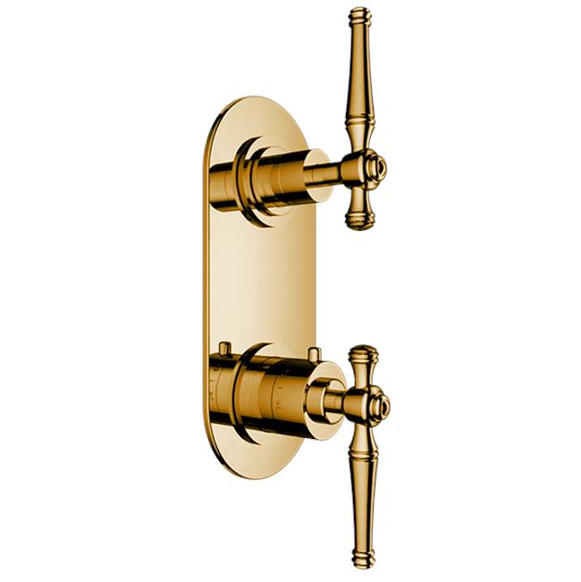 Santec - TRIM (Non-Shared Function) - 1/2'' Thermostatic Trim with Volume Control and 2-Way Diverter - Radiant Polished Gold PVD