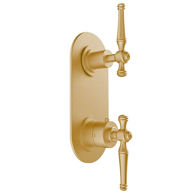 Santec - TRIM (Non-Shared Function) - 1/2'' Thermostatic Trim with Volume Control and 2-Way Diverter - Radiant Satin Gold PVD