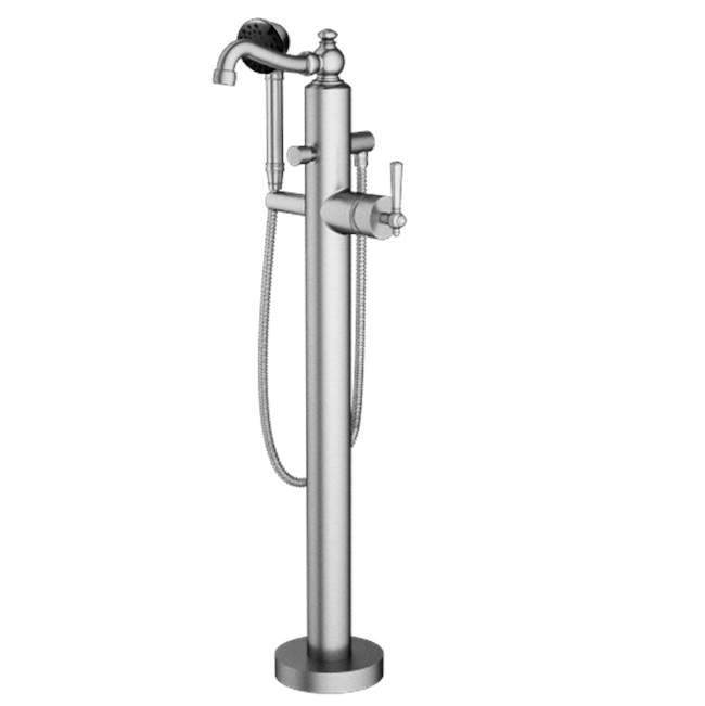 Santec - TRIM - Floor Mount Tub Filler with Hand Shower - Satin Nickel