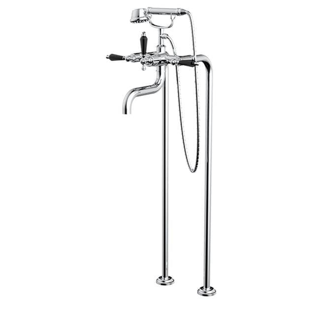 Santec - Floor Mount Tub Filler with Hand Shower - Satin Metallic Rose PVD