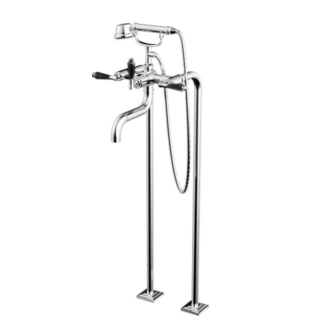 Santec - Floor Mount Tub Filler with Hand Shower - Satin Metallic Rose PVD