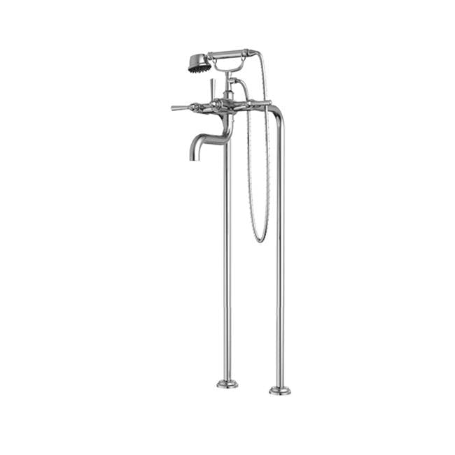 Santec - Floor Mount Tub Filler with Hand Shower - Satin Metallic Rose PVD