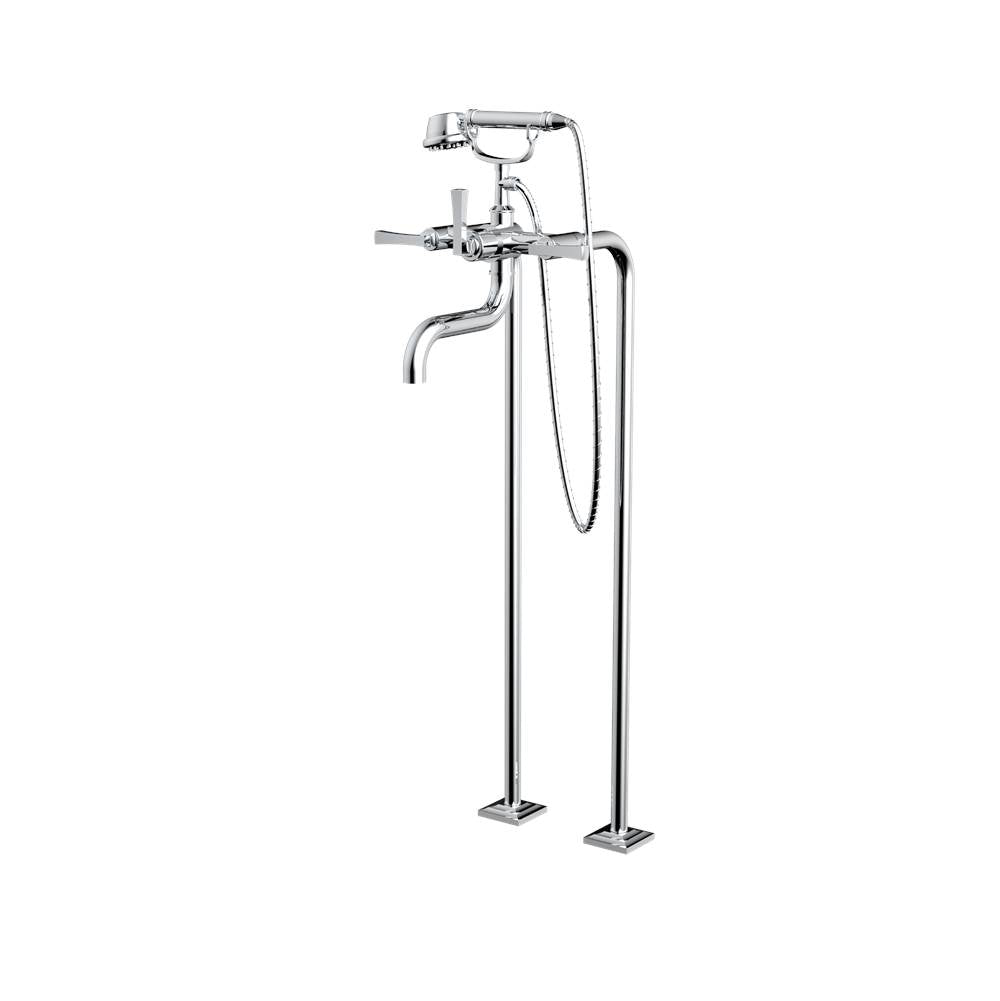 Santec - Floor Mount Tub Filler with Hand Shower - Satin Metallic Rose PVD