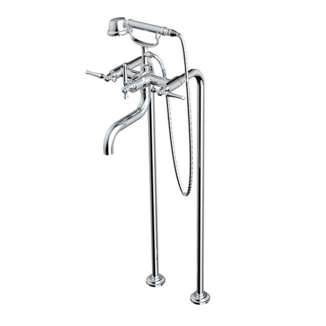 Santec - Floor Mount Tub Filler with Hand Shower - Satin Metallic Rose PVD