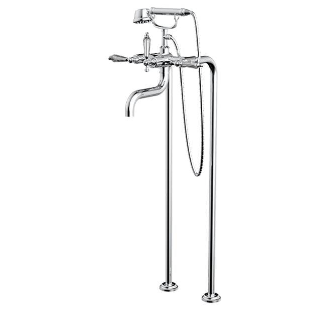 Santec - Floor Mount Tub Filler with Hand Shower - Satin Metallic Rose PVD