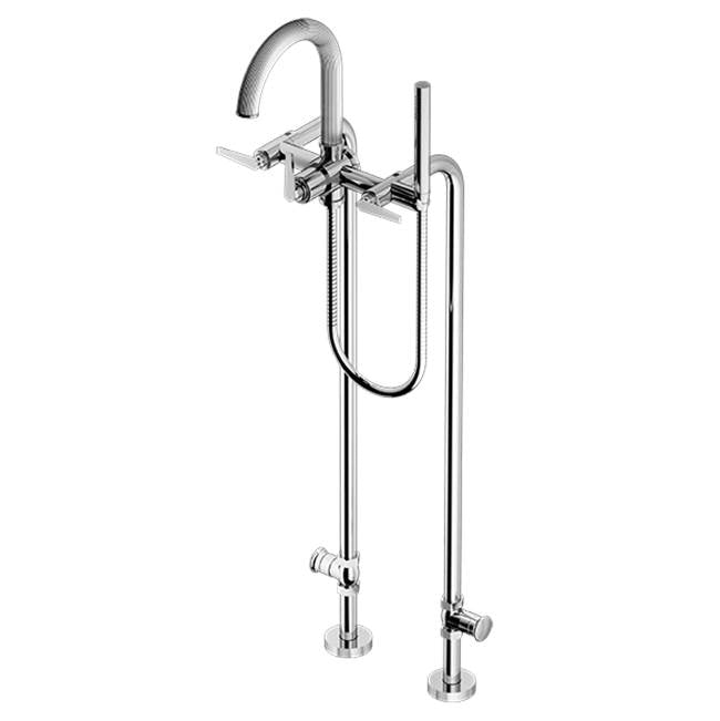 Santec - Floor Mount Tub Filler with Hand Shower and Shut-off Valves (pair) - Satin Metallic Rose PVD