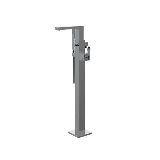 Santec - TRIM - Floor Mount Tub Filler with Hand Shower - Satin Metallic Rose PVD