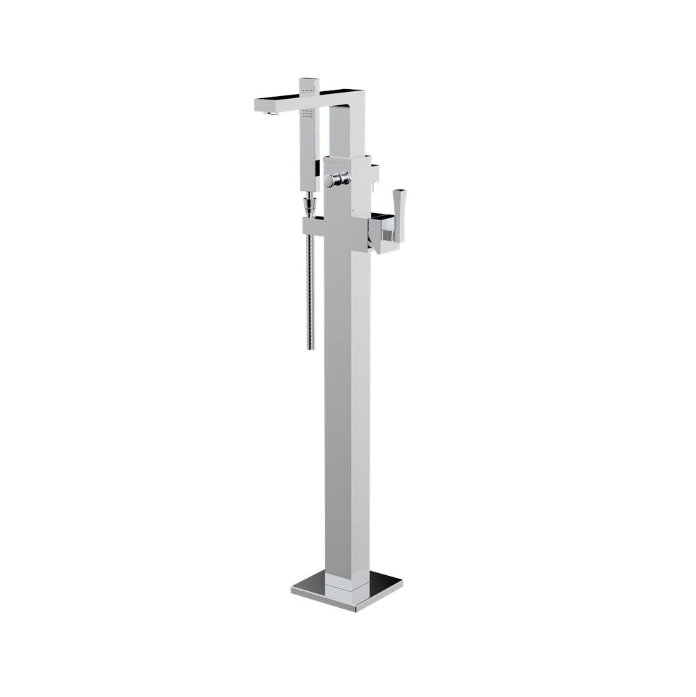 Santec - TRIM - Floor Mount Tub Filler with Hand Shower - Satin Metallic Rose PVD