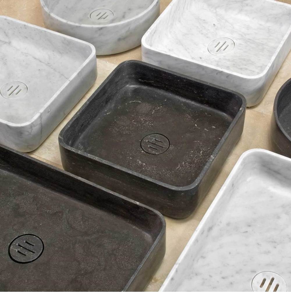Stone Forest - Contour Vessel, Square - Carrara Marble