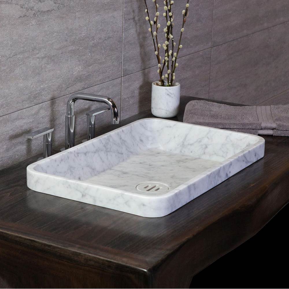 Stone Forest - Drop-In Contour Vessel, Rectangle - Carrara Marble