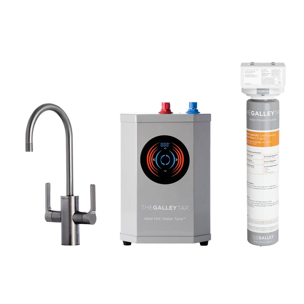 The Galley - Ideal Hot & Cold Tap in PVD Gun Metal GrayE Stainless Steel, Ideal Digital Hot Water TankE and Water Filtration System - PVD Gun Metal Gray