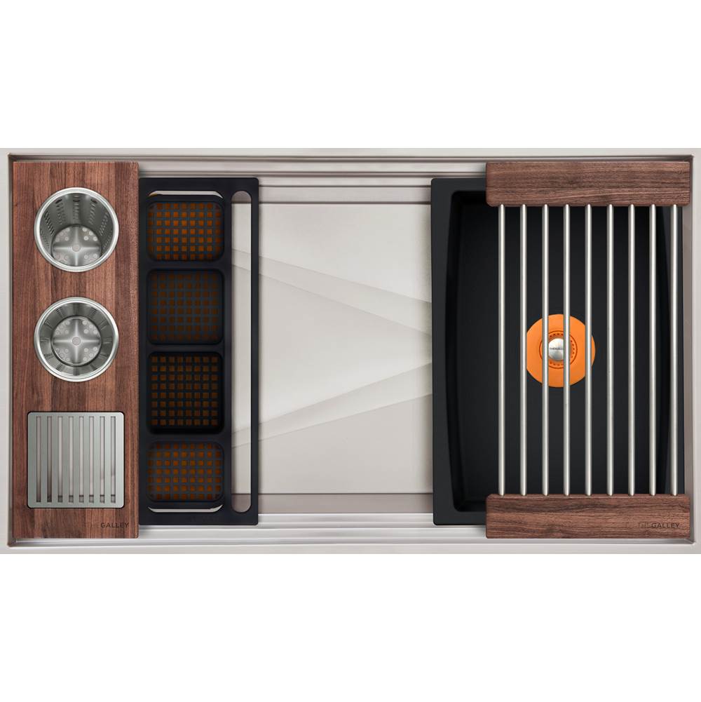 The Galley - Ideal ThinTopE WashStationE 3S with Four Tool Wash Kit in American Black Walnut / Graphite Resin+ - American Black Walnut