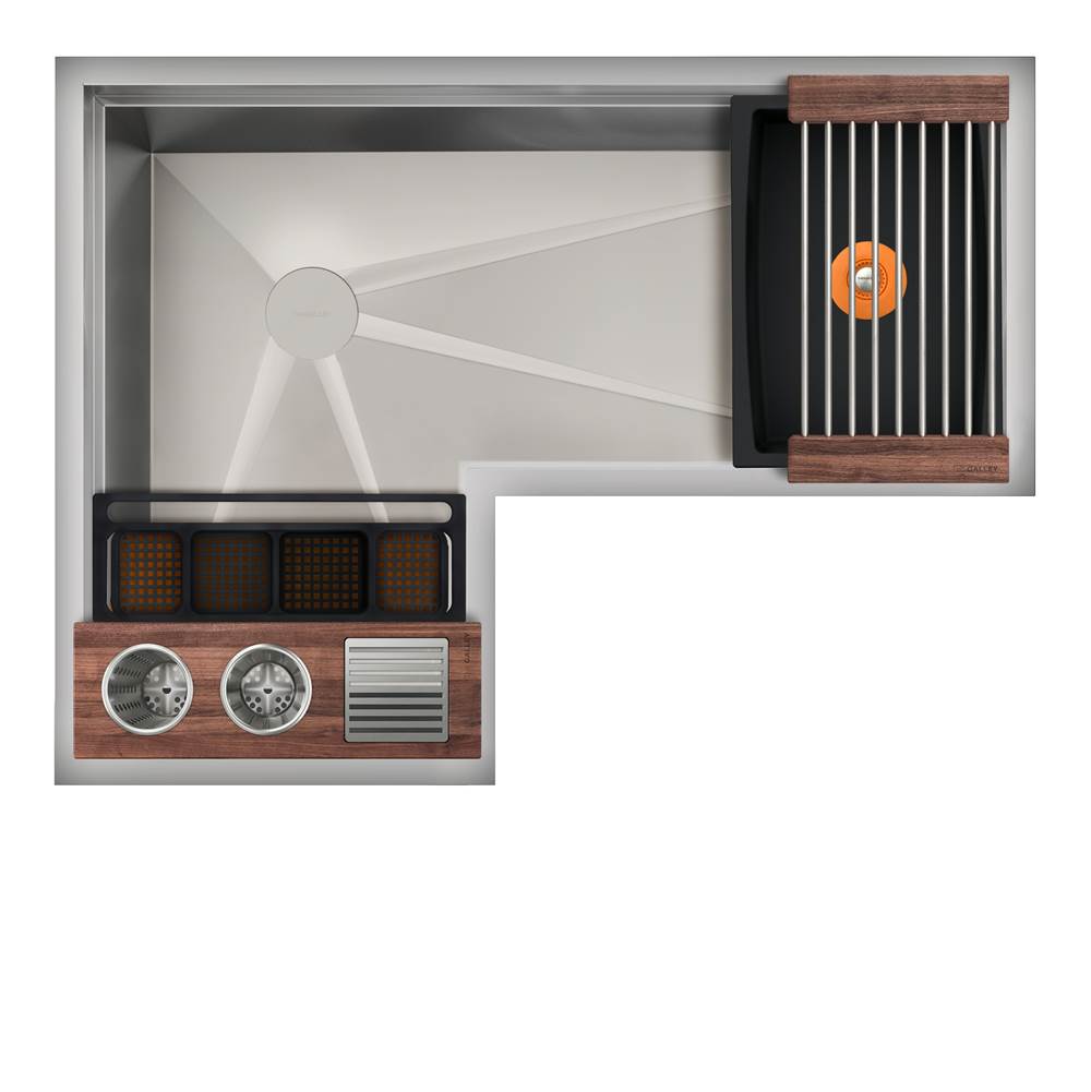 The Galley - Ideal Corner WashStationE 3X4C with Four Tool Wash Kit in American Black Walnut / Graphite Resin+ - American Black Walnut