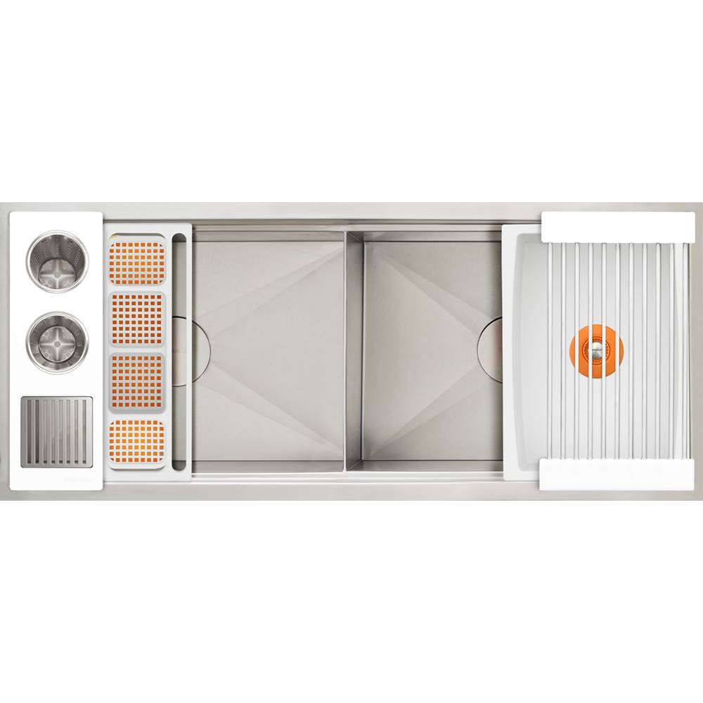 The Galley - Ideal Double Bowl WashStationE 4D with Four Tool Wash Kit in Designer White Resin / Resin+ - Designer White Resin