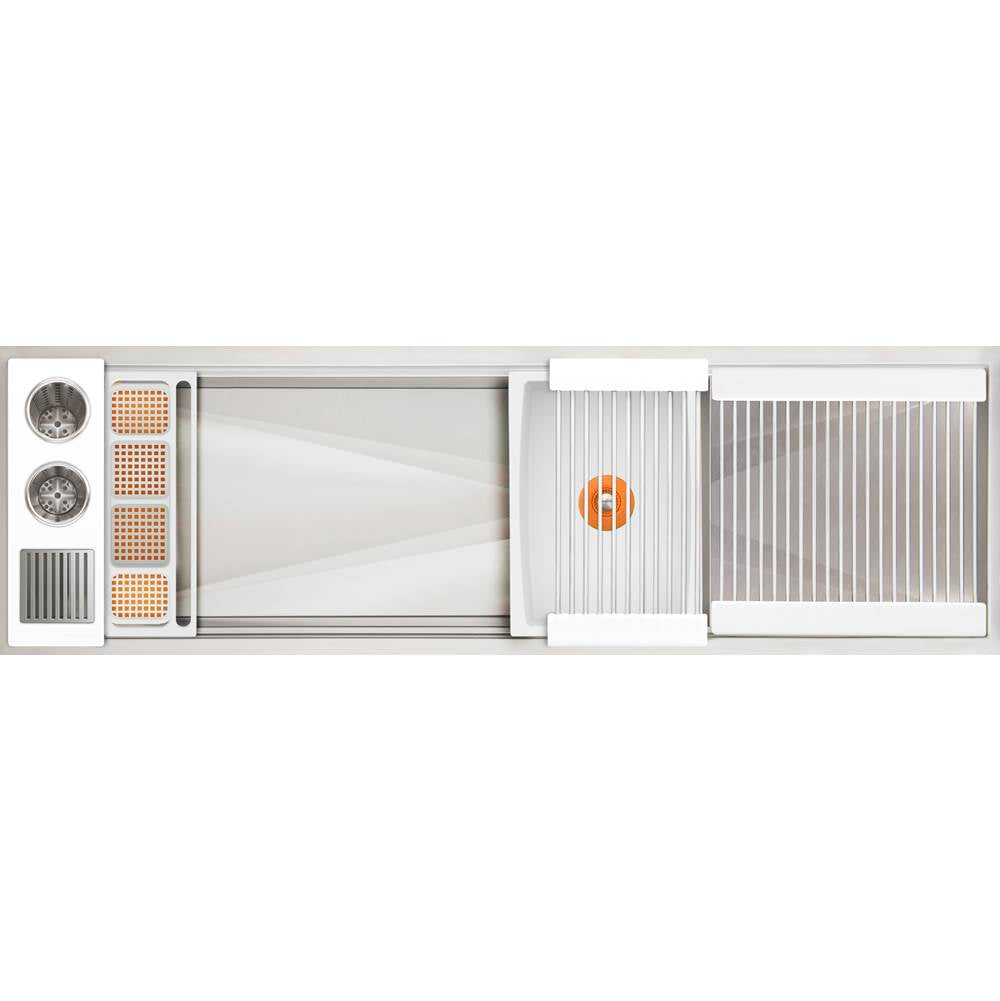 The Galley - Ideal WashStationE 4S + 18'' DryDock Drain Side, Four Tool Wash Kit, One DryDock Tool in Designer White Resin / Resin+ - Designer White Resin