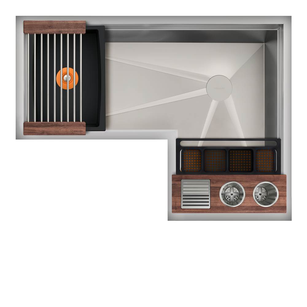 The Galley - Ideal Corner WashStationE 4X3C with Four Tool Wash Kit in American Black Walnut / Graphite Resin+ - American Black Walnut