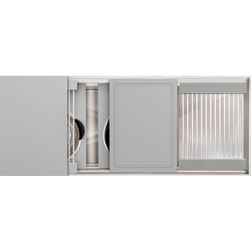 The Galley - Ideal ThinTopE Workstation 3S + 12'' DryDock Drain Side, Five Tool Culinary Kit, One DryDock Tool in Exclusive Gray Resin - Exclusive Gray Resin