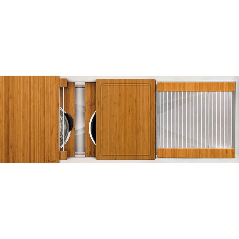 The Galley - Ideal Workstation 3S + 18'' DryDock Drain Side, Five Tool Culinary Kit, One DryDock Tool in Natural Golden Bamboo - Natural Golden Bamboo