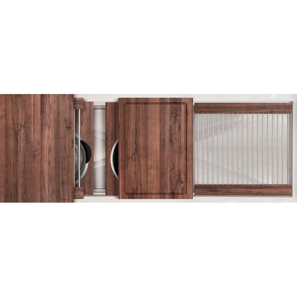 The Galley - Ideal Workstation 3S + 18'' DryDock Drain Side, Five Tool Culinary Kit, One DryDock Tool in American Black Walnut - American Black Walnut
