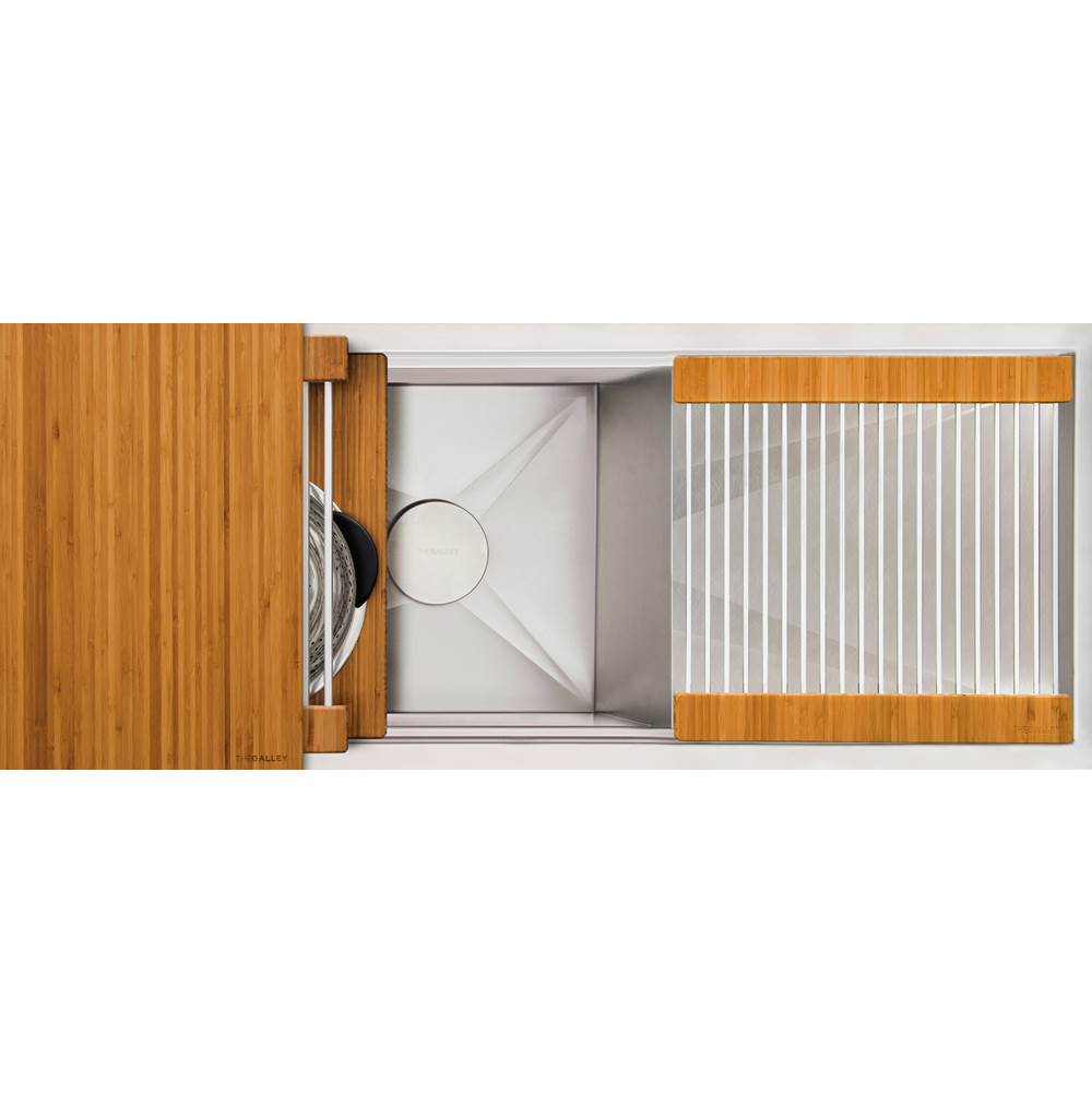 The Galley - Ideal Workstation 30S + 18'' DryDock Drain Side, Five Tool Culinary Kit, One DryDock Tool in Natural Golden Bamboo - Natural Golden Bamboo