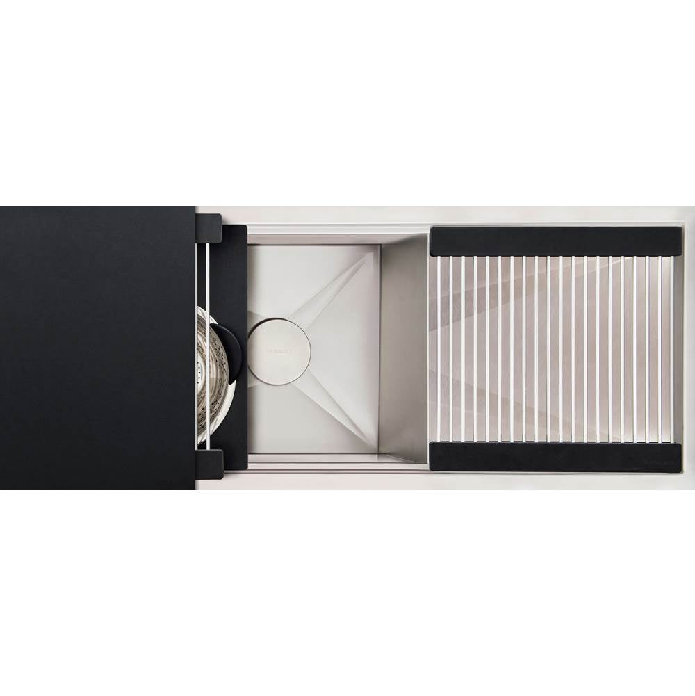 The Galley - Ideal Workstation 30S + 18'' DryDock Drain Side, Five Tool Culinary Kit, One DryDock Tool in Graphite Wood Composite - Graphite Wood Composite