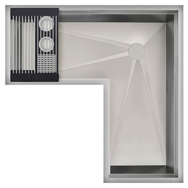 The Galley - Ideal Corner WashStationE 4X4C with Four Tool Wash Kit in Graphite Wood Composite / Graphite Resin+ - Graphite Wood Composite
