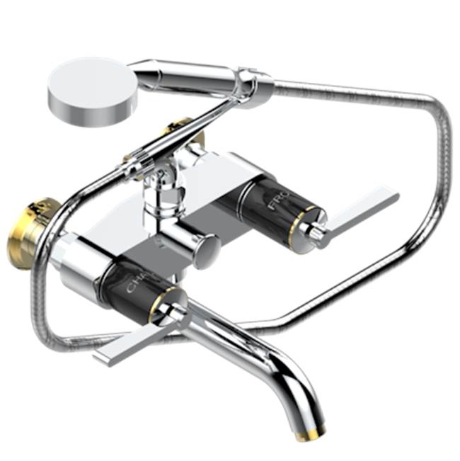 THG - Exposed Tub Filler With Cradle Handshower, Wall Mounted - Chrome Polished Gold Polished