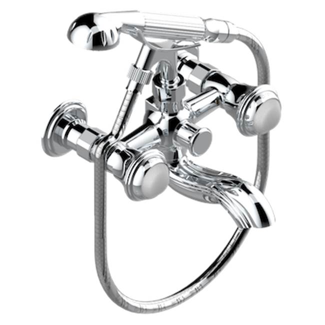 THG - Exposed Tub Filler With Cradle Handshower, Wall Mounted - Matt Umber PVD