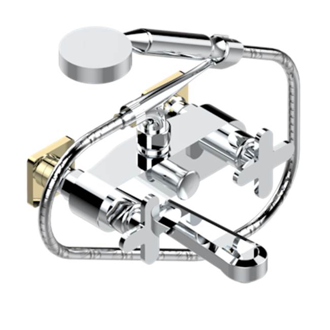 THG - Exposed Tub Filler With Cradle Handshower, Wall Mounted - Chrome Polished Gold Polished