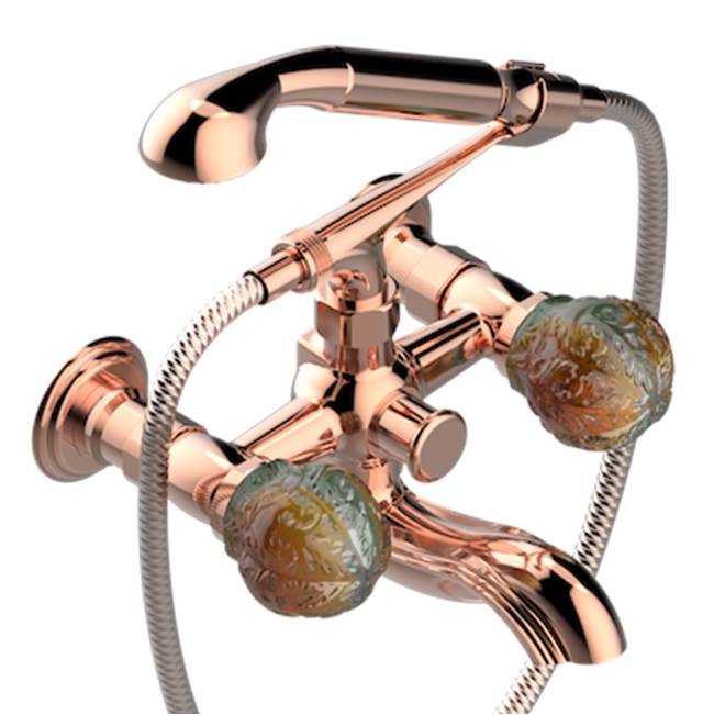 THG - Exposed Tub Filler With Cradle Handshower, Wall Mounted - Blush PVD
