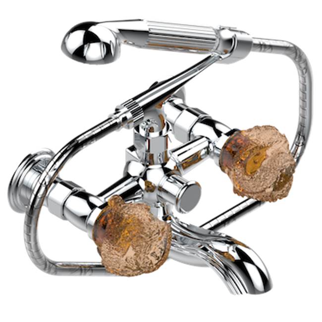 THG - Exposed Tub Filler With Cradle Handshower, Wall Mounted - Matt Umber PVD
