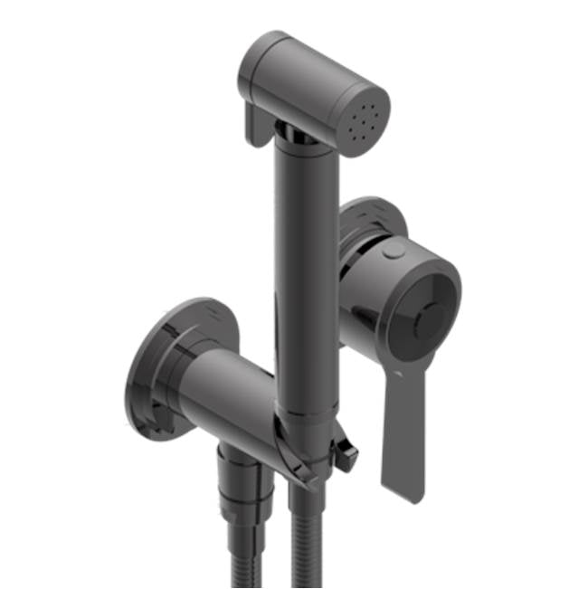 THG - Trim Only For WC Douche Includes Trigger Spray, Wall Mounted Single Lever Mixer, Reinforced Hose, Wall Outlet With Integrated Elbow And Safety Stopper - Matt Graphite PVD