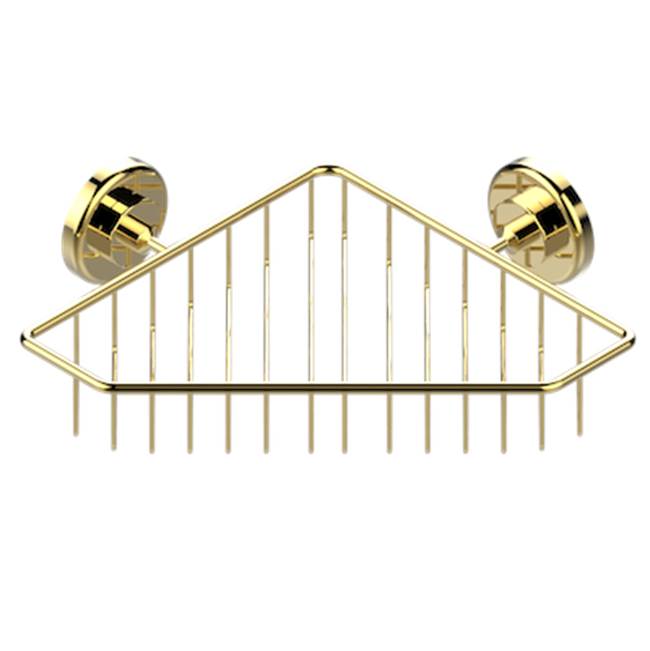THG - Large Corner Soap Basket, Wall Mounted - Gold Polished