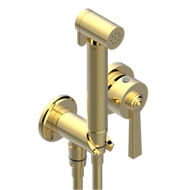THG - Trim Only For WC Douche Includes Trigger Spray, Wall Mounted Single Lever Mixer, Reinforced Hose, Wall Outlet With Integrated Elbow And Safety Stopper - Gold Color PVD