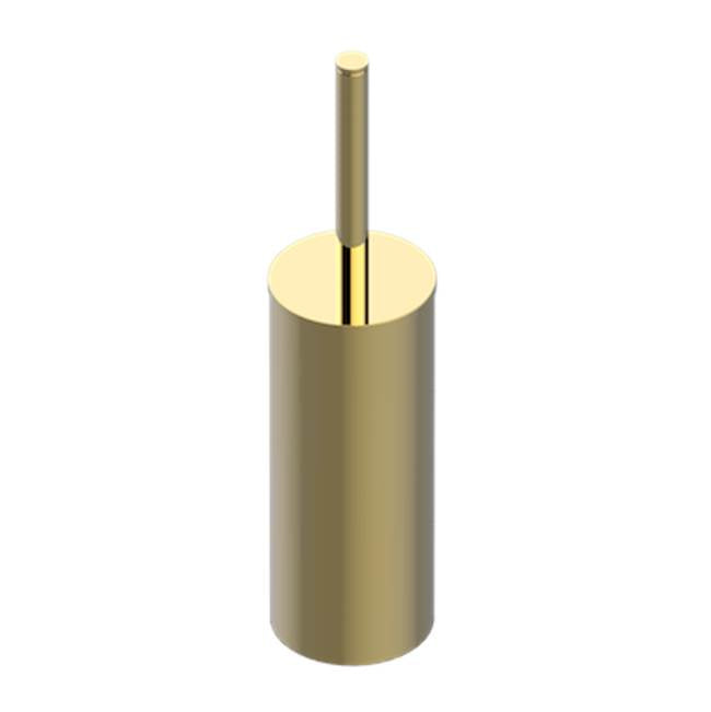 THG - Metal toilet brush holder with brush with cover floor mounted - Gold Color PVD
