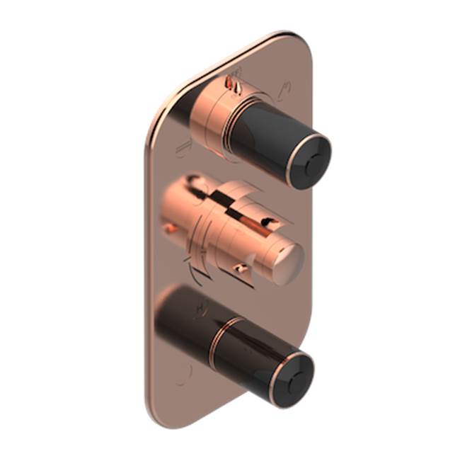 THG - Trim For Thg Thermostat 3 Functions, With One Off Function And 2 Outlets And One Single Off Function - Rough Part Supplied With Fixing Box - Blush PVD