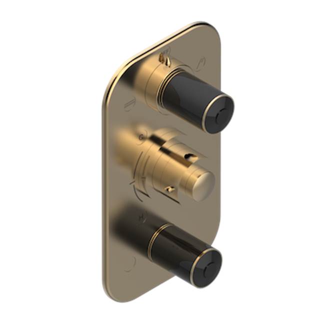 THG - Trim For Thg Thermostat 3 Functions, With One Off Function And 2 Outlets And One Single Off Function - Rough Part Supplied With Fixing Box - Matt Umber PVD