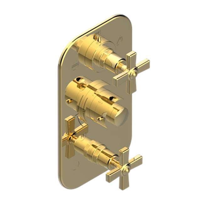 THG - Trim For Thg Thermostat 3 Functions, With One Off Function And 2 Outlets And One Single Off Function - Rough Part Supplied With Fixing Box - Gold Color PVD