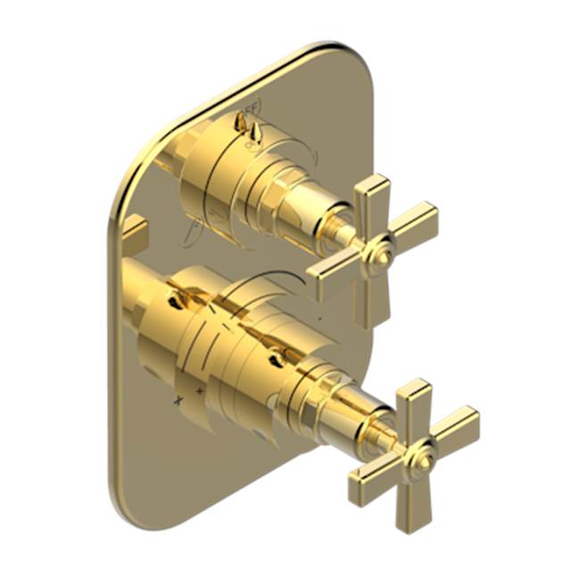 THG - Trim For Thg Thermostat With 2-way Diverter, Rough Part Supplied With Fixing Box Ref. 5 500ae/us - Gold Color PVD