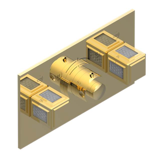THG - Trim For Thg Thermostat With 2 Valves Ref. 5 401ahm/us Rough Part Supplied With Fixing Box, Item To Be Installed Horizontal - Gold Color PVD