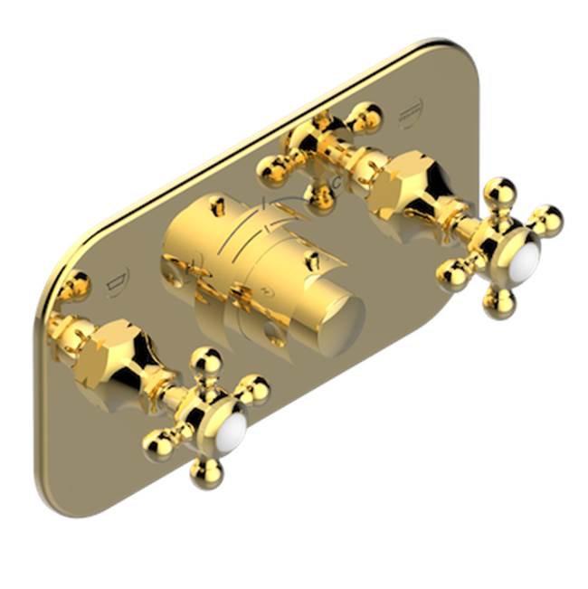 THG - Trim For Thg Thermostat With 2 Valves Ref. 5 401ahm/us Rough Part Supplied With Fixing Box, Item To Be Installed Horizontal - Gold Polished