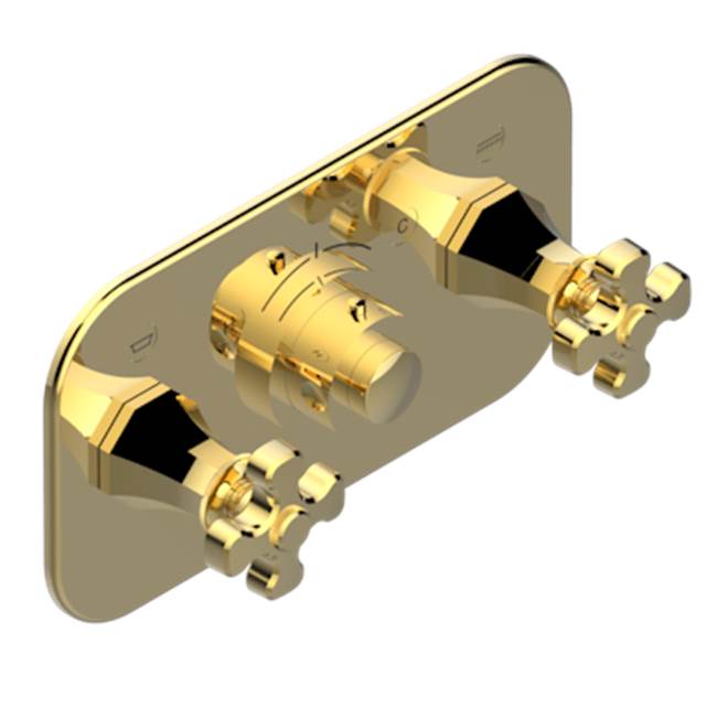 THG - Trim For Thg Thermostat With 2 Valves Ref. 5 401ahm/us Rough Part Supplied With Fixing Box, Item To Be Installed Horizontal - Gold Color PVD