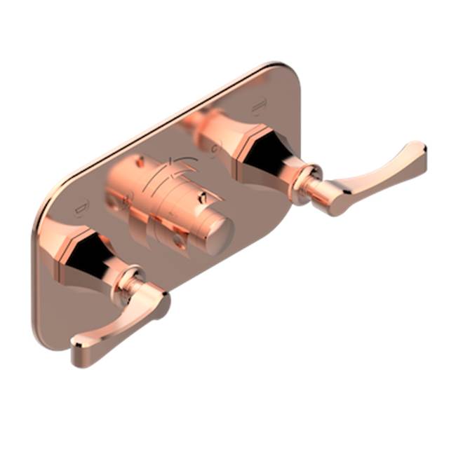 THG - Trim For Thg Thermostat With 2 Valves Ref. 5 401ahm/us Rough Part Supplied With Fixing Box, Item To Be Installed Horizontal - Blush PVD